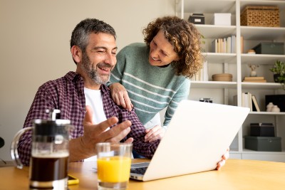 Member viewing balances on a laptop