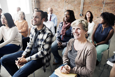 People attending a financial education class